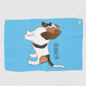 Basset hond cartoon illustratie golfhanddoek (Horizontaal)