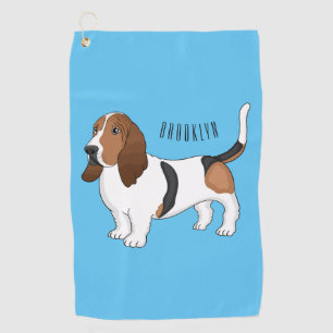 Basset hond cartoon illustratie golfhanddoek