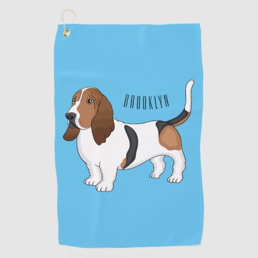Basset hond cartoon illustratie golfhanddoek (Voorkant)