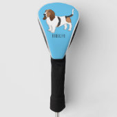 Basset hond cartoon illustratie golfheadcover (Voorkant)