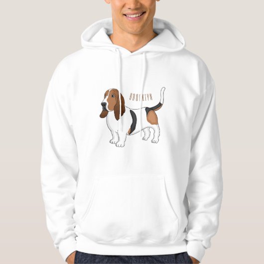 Basset hond cartoon illustratie hoodie (Voorkant)