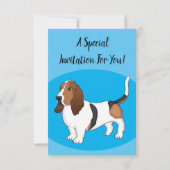 Basset hond cartoon illustratie kaart (Achterkant)