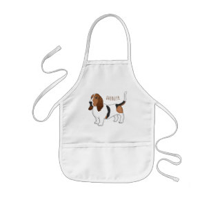 Basset hond cartoon illustratie kinder schort