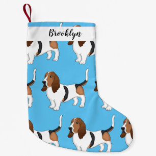 Basset hond cartoon illustratie kleine kerstsok