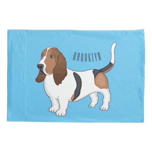Basset hond cartoon illustratie kussensloop (Achterkant)