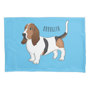 Basset hond cartoon illustratie kussensloop