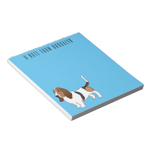 Basset hond cartoon illustratie notitieblok (Schuin)