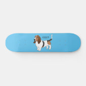 Basset hond cartoon illustratie persoonlijk skateboard (Horizontaal)