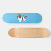 Basset hond cartoon illustratie persoonlijk skateboard (Horizontaal)