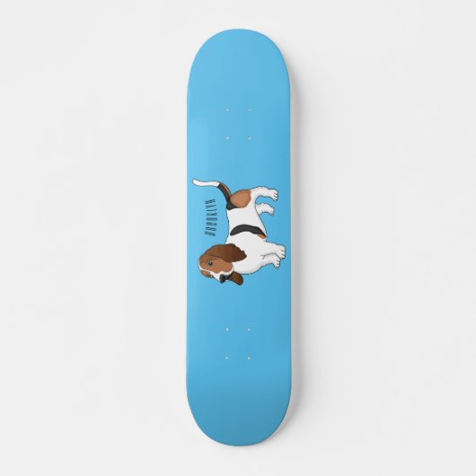 Basset hond cartoon illustratie persoonlijk skateboard (Voorkant)