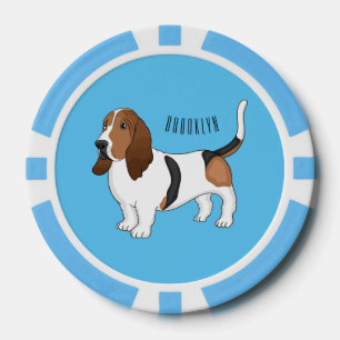 Basset hond cartoon illustratie poker chips