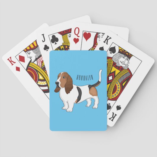 Basset hond cartoon illustratie pokerkaarten (Achterkant)