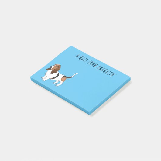 Basset hond cartoon illustratie post-it® notes (Schuin)