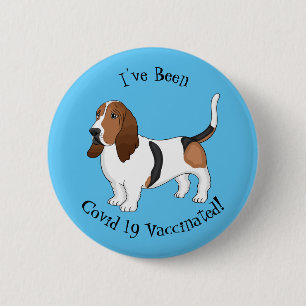 Basset hond cartoon illustratie ronde button 5,7 cm