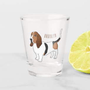 Basset hond cartoon illustratie shot glas