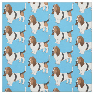 Basset hond cartoon illustratie stof