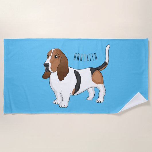 Basset hond cartoon illustratie strandlaken (Voorkant)