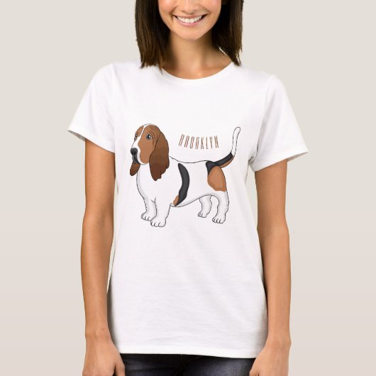 Basset hond cartoon illustratie t-shirt (Voorkant)
