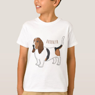 Basset hond cartoon illustratie t-shirt