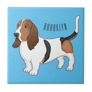 Basset hond cartoon illustratie tegeltje