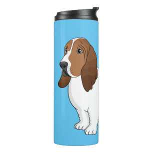 Basset hond cartoon illustratie thermosbeker