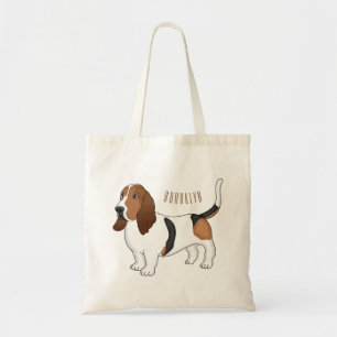 Basset hond cartoon illustratie tote bag
