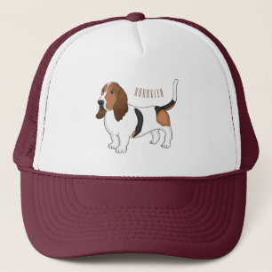 Basset hond cartoon illustratie trucker pet