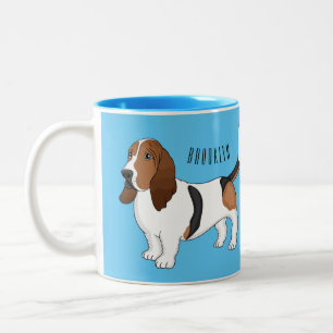 Basset hond cartoon illustratie tweekleurige koffiemok