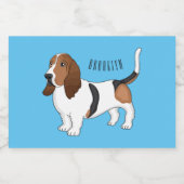 Basset hond cartoon illustratie voedselcontainer etiket (Enkel label)