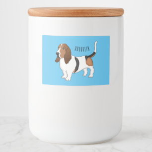 Basset hond cartoon illustratie voedselcontainer etiket