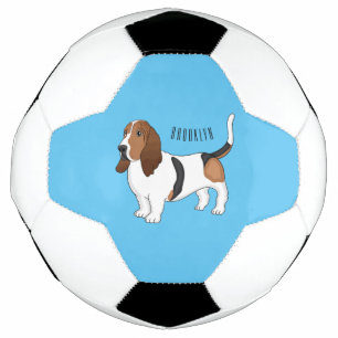 Basset hond cartoon illustratie voetbal