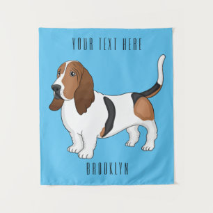 Basset hond cartoon illustratie wandkleed