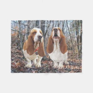 Basset Hond Dogs in Bossen Fleece Blanket Deken