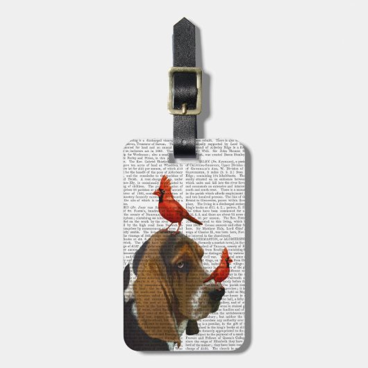 Basset Hond en vogels Bagagelabel (Voorkant verticaal)