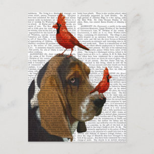 Basset Hond en vogels Briefkaart
