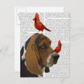 Basset Hond en vogels Briefkaart (Voorkant / Achterkant)