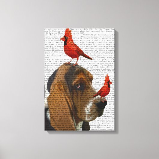 Basset Hond en vogels Canvas Afdruk (Voorkant)