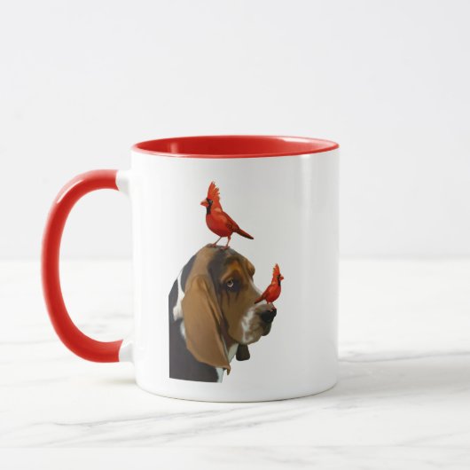 Basset Hond en vogels Mok (Links)