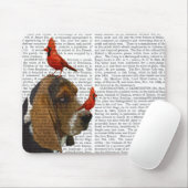 Basset Hond en vogels Muismat (Met muis)