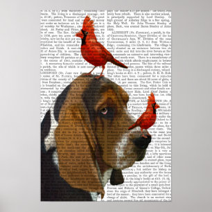 Basset Hond en vogels Poster