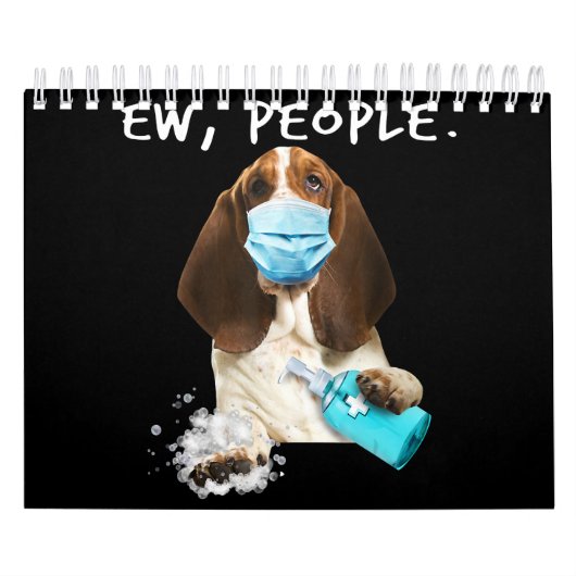 Basset Hond Ew Mensen die een gezichtsmasker drage Kalender (Hoes)