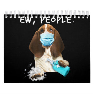 Basset Hond Ew Mensen die een gezichtsmasker drage Kalender