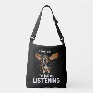 basset hond ik hoor dat je niet luistert crossbody tas