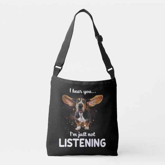 basset hond ik hoor dat je niet luistert crossbody tas (Voorkant)