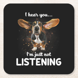 basset hond ik hoor dat je niet luistert kartonnen onderzetters
