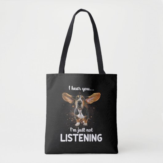 basset hond ik hoor dat je niet luistert tote bag (Voorkant)