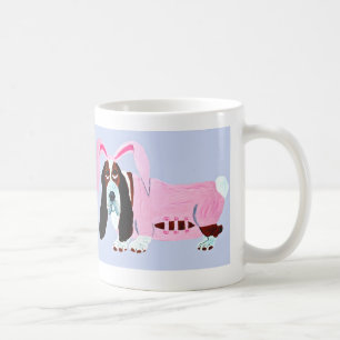 Basset Hond in Pink Bunny Suit Koffiemok