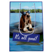 Basset Hond in zonnebril Medium Cadeauzakje (Achterkant)
