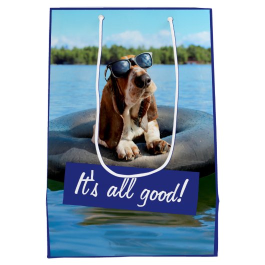 Basset Hond in zonnebril Medium Cadeauzakje (Achterkant)