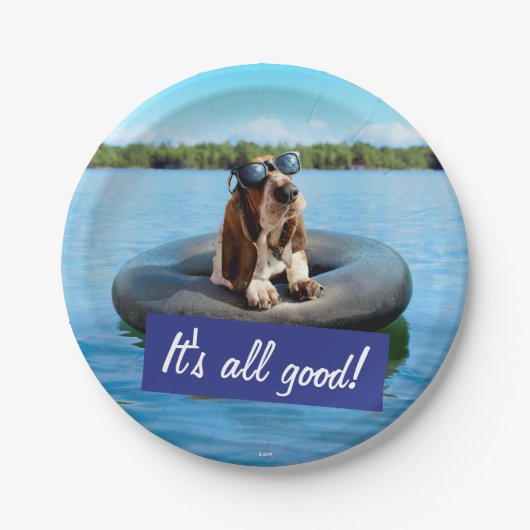 Basset Hond in zonnebril Papieren Bordje (Voorkant)